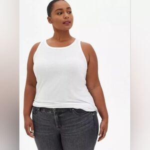 Torrid White Triblend Wide Neck Rib Trim Tank 2x NEW